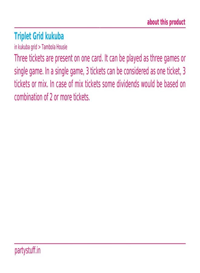 PartyStuff Tambola Housie - Lucknow City Triplet Classic Grids Dividend (150 Piece) - Image 2